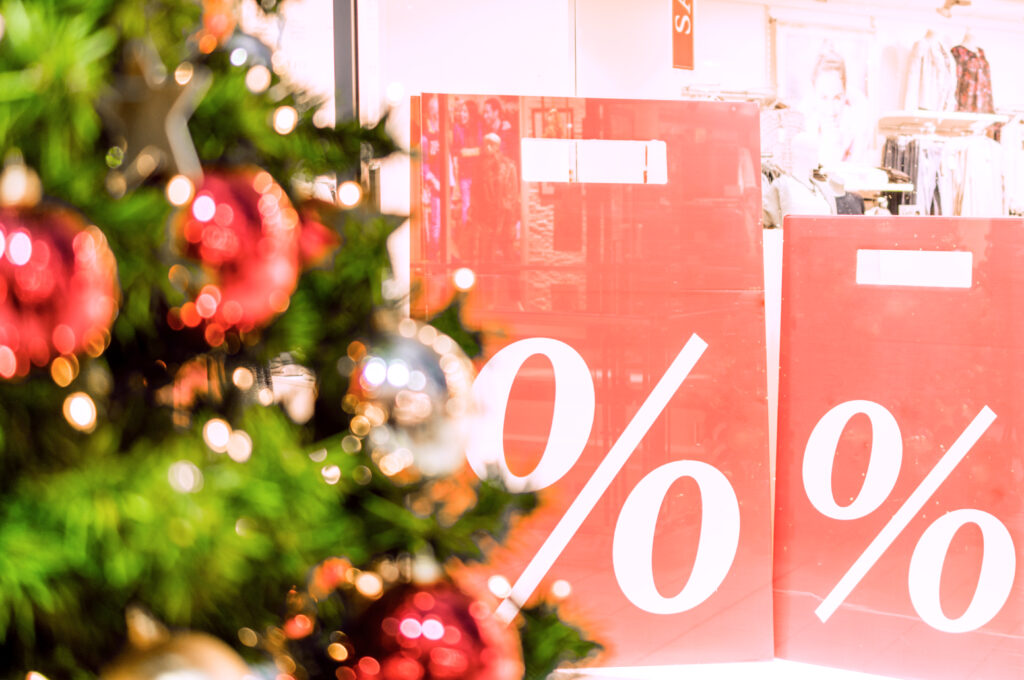 Holiday gifts near a Christmas tree