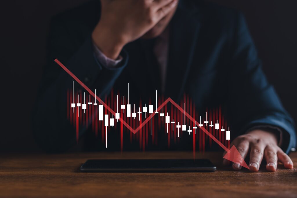 Sales chart showing a slowdown in revenue